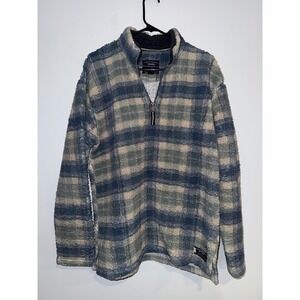 Southern Marsh Mens Sherpa Plaid Quarter Zip Pullover Fleece Jacket‎ Size M